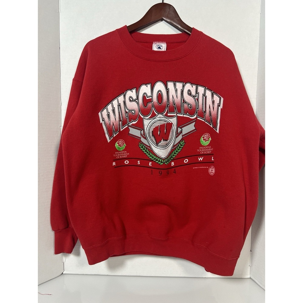 VTG Wisconsin Badgers 1994 Rose Bowl Crewneck Sweatshirt DELTA Red XLarge 044